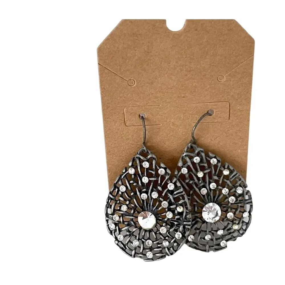 Metal and Sparkle Dangling Earrings